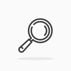 Magnifier icon in line style. Editable stroke.