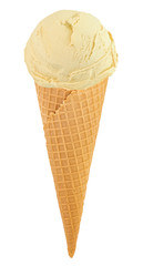 ice cream sundae in the cone on white background with clipping path