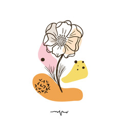 Hand drawn abstract floral background isolated on white.