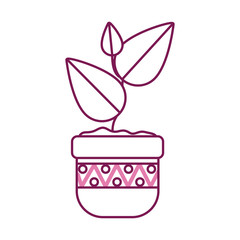 Isolated plant inside pot half line half color style icon vector design