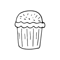 Hand drawn easter cake, bread. Doodle vector illustration in cute style. Element for greeting cards, posters, stickers and seasonal design. Isolated on white background