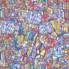 Obraz premium Abstract colorful illustration with fictional magic city.