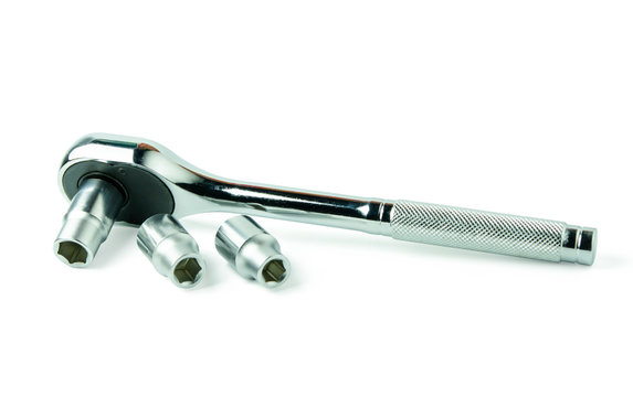 Socket spanner wrenches isolated on white background with clupping path