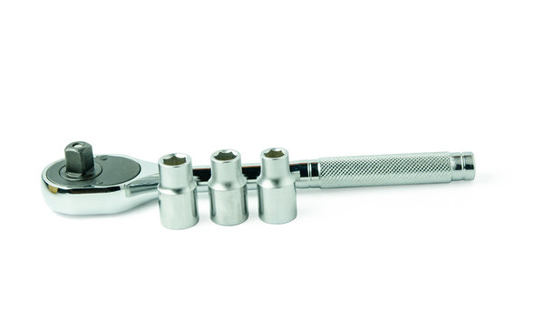 Socket spanner wrenches isolated on white background with clupping path