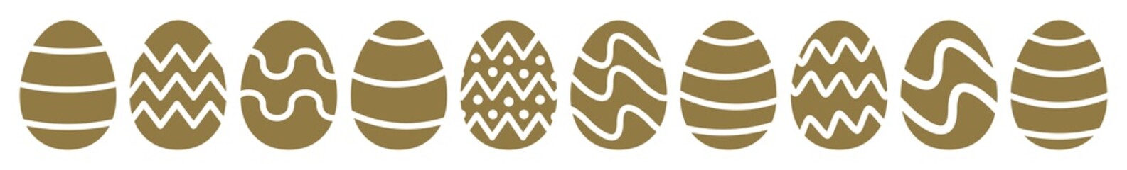 Easter Egg Icon Gold | Painted Eggs Illustration | Happy Easter Hunt Symbol | Holiday Logo | April Spring Sign | Isolated | Variations