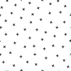 Simple seamless trendy pattern with repeatable cross geometric shapes. Abstract white minimalistic background