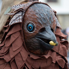 Closeup Portrait of a masked person on a carnival parade