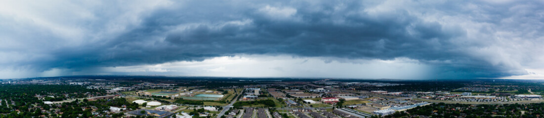 Fototapeta na wymiar Panorama Cityscape of Storm Clouds and Stormcell