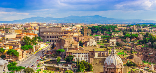 Fototapeta premium pejzaż miasta Rzym, Włochy. widok z lotu ptaka