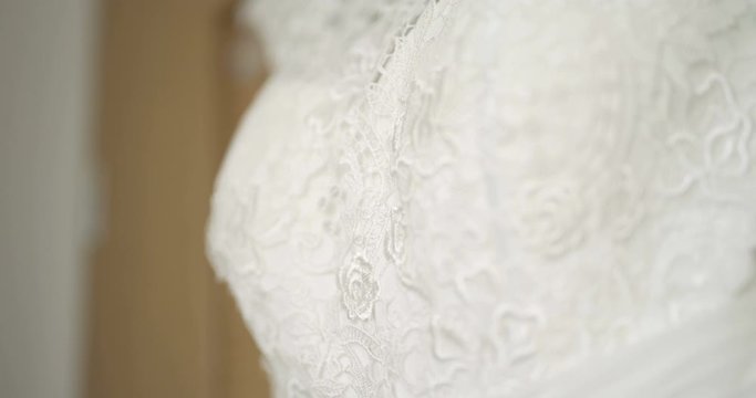 Beautiful white wedding dress detail.