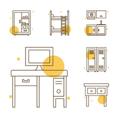 Isolated home block and line style icon set vector design