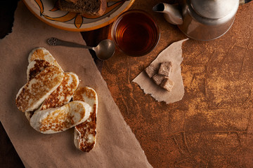 fried cheese and tea
