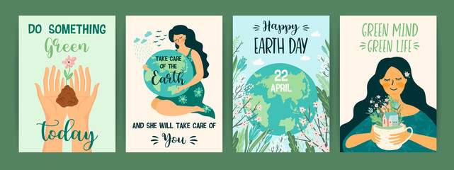 Fototapeta premium Earth Day. Save Nature. Vector templates for card, poster, banner, flyer.