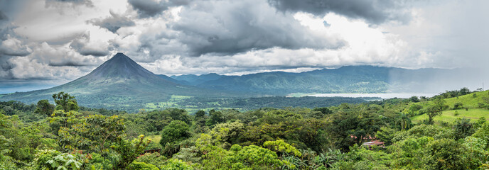 Arenal volcano and lake  panorama.