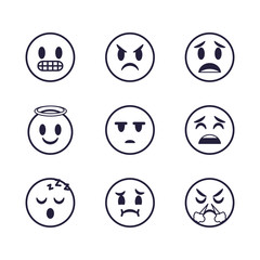 Emojis faces flat style icon set vector design