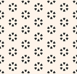 Fototapeta na wymiar Vector monochrome seamless pattern. Abstract floral geometric texture. Simple minimalist background. Perforated surface. Stylish modern design for prints, home decor, textile, furniture, linens, cloth