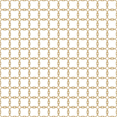 Vector golden ornament. Elegant seamless pattern in oriental style. Texture of mesh, net, ornamental grid, lattice. Gold and white abstract background. Subtle design for decoration, covers, prints
