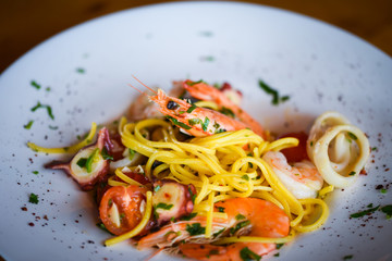 delicious italian spaghetti with fresh sea food & spices