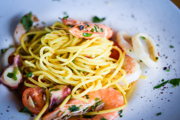 delicious italian spaghetti with fresh sea food & spices