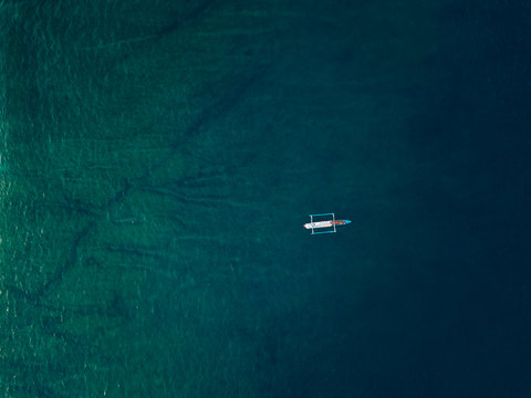 Aerial View Of Banca Boat In The Indian Ocean