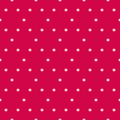 Vector minimalist seamless pattern. Cute red texture with tiny pink stars, floral shapes. Abstract minimal background. Simple elegant repeatable design for holiday decor, wallpapers, textile, fabric