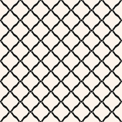 Fototapeta premium Diamond grid seamless pattern. Vector rhombuses geometric texture. Simple abstract monochrome background with intersecting lines, lattice, mesh, grid, fishnet. Repeat design for textile, decor, print