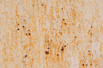 Old painted metal sheet beige orange color with rust