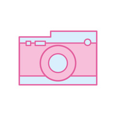 Isolated retro camera device neon line and fill style icon vector design