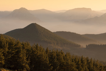 sunset over the basque mountains, Spain