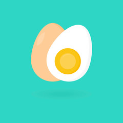 Vector icon set food set of eggs. Background of chicken eggs, boiled egg, fried egg, sliced eggs. Illustration of food eggs in flat style