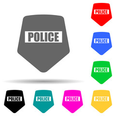 police shield multi color style icon. Simple glyph, flat vector of police icons for ui and ux, website or mobile application