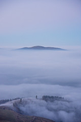 misty hills in the basque country, spain