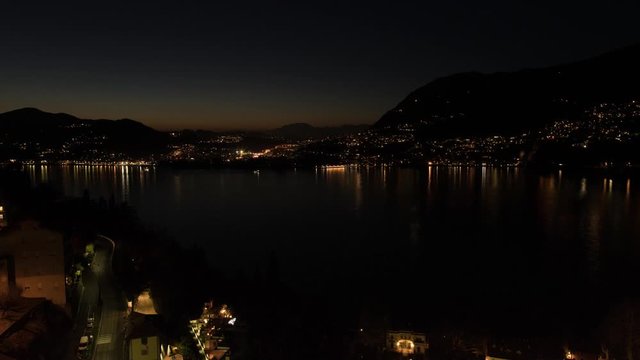 Landscape of Lake Como at sunset. Time lapse view of Lake Como from Blevio, Italy.