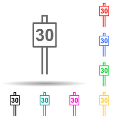 speed limit sign 30 multi color style icon. Simple glyph, flat vector of railway warnings icons for ui and ux, website or mobile application
