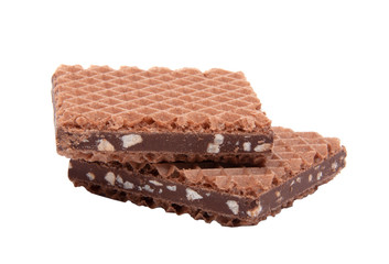 square waffle with chocolate snack isolated on the white