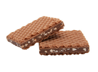 square waffle with chocolate snack isolated on the white