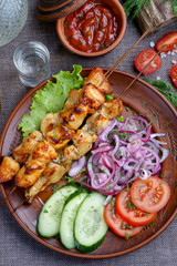 chicken kebab with fresh vegetables