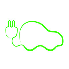 Obraz premium Electric car with plug vector icon. Eco friendly auto or electric vehicle. Green logotype. Vector illustration