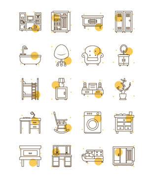 Isolated home block and line style icon set vector design