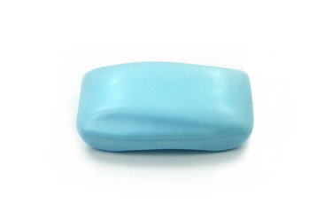 Bar Of blue Soap, Isolated, Single Object. Soap bar isolated on the white background.