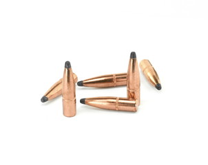 A rifle bullet. Hunting ammunition isolated on white.