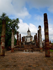 Centuries old Buddha figures in the Historical Park Bangkok in Thailand - BKK