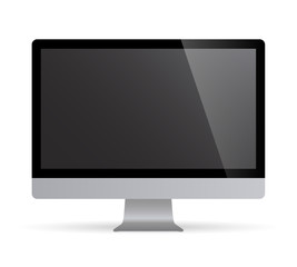 Realistic desktop computer monitor with grey screen. Illustration vector illustrator Ai EPS