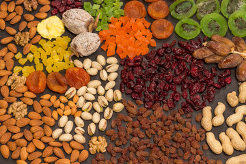 Nutritious Energy Snack. Candied fruit, Dry fruit  Nut. Healthy vegetarian food