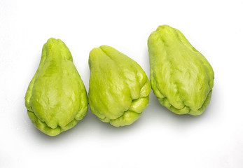 bitter melon, bitter gourd, bitter squash fruit isolated on a white background Clipping Path