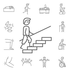 Exercise, physiotherapy, stairs icon. Physiotherapy icons universal set for web and mobile