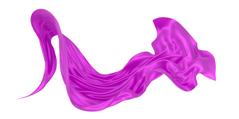 Beautiful flowing fabric of magenta wavy silk or satin. 3d rendering image.