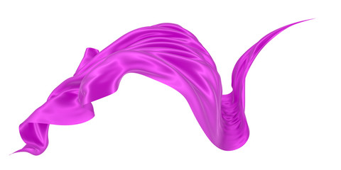 Beautiful flowing fabric of magenta wavy silk or satin. 3d rendering image.