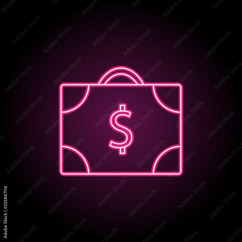 Sticker suitcase of money icon. simple thin line, outline vector of banking icons for ui and ux, website or 