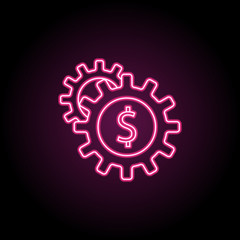 Money in gear icon. Simple thin line, outline vector of banking icons for ui and ux, website or mobile application